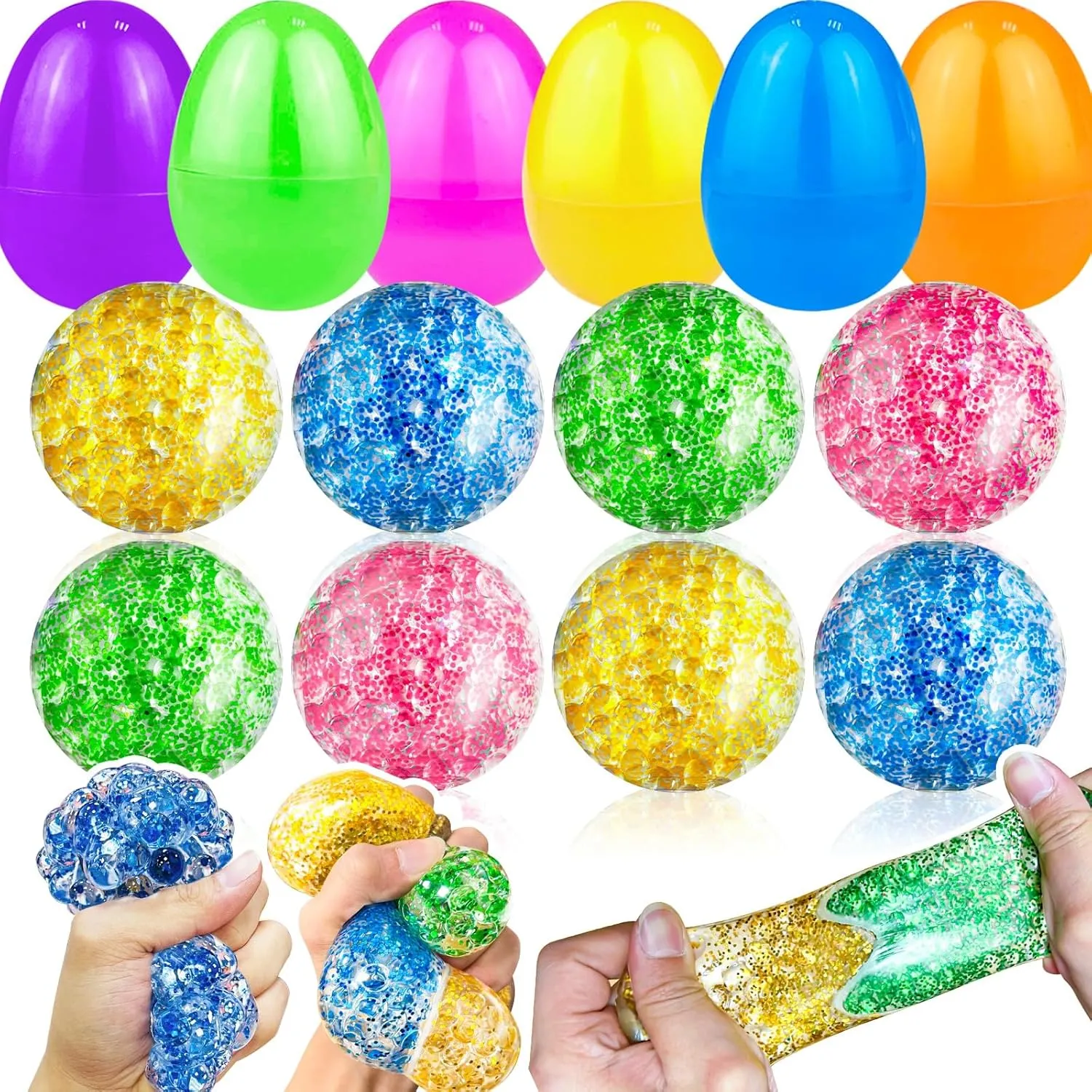 - 3.4 Inch Large Easter Egg Fillers for Kids Basket Stuffers$ Sensory Fidget Toys for Boys Girls$ Easter Egg Hunt Prizes$ Classroom Gifts 8 Pack Easter Squeeze Stress monetary Balls 