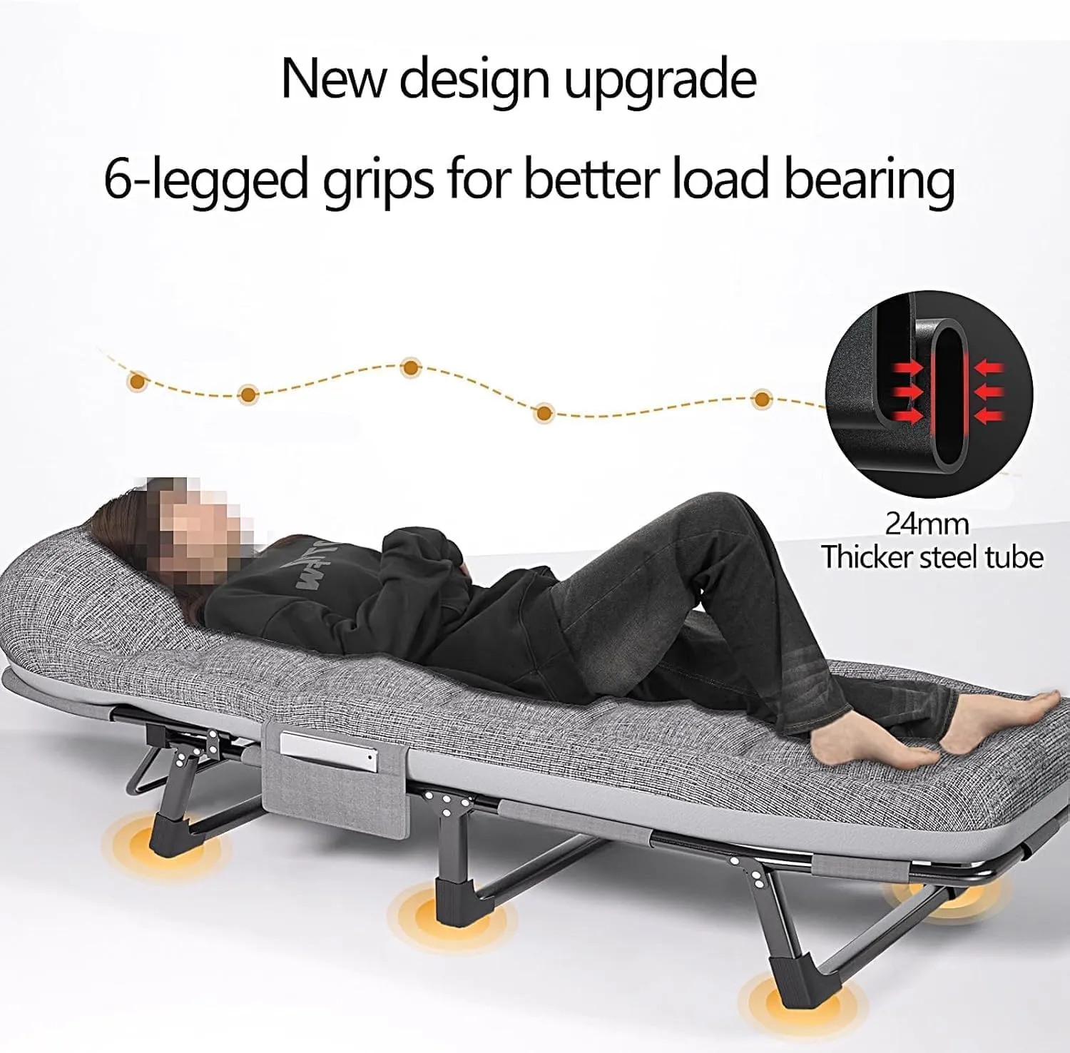 * 70 * 30cm Lounge Sleeping Cot Bed Guest utility boomer Bed Portable Folding Camping Bed 6 Position Adjustable Camping Cot 180 * 60 * 30cm,200 