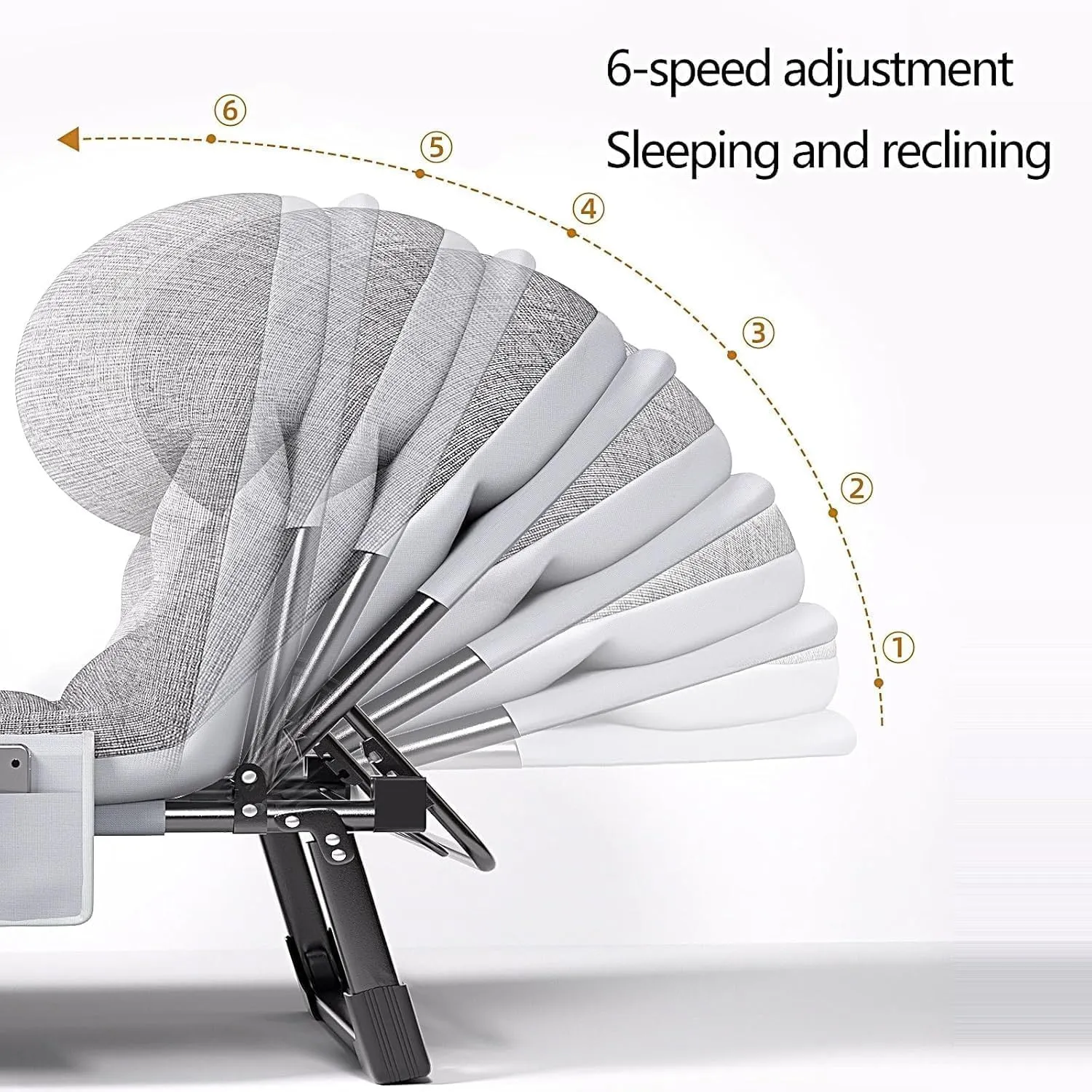 * 70 * 30cm Lounge Sleeping Cot Bed Guest utility boomer Bed Portable Folding Camping Bed 6 Position Adjustable Camping Cot 180 * 60 * 30cm,200 