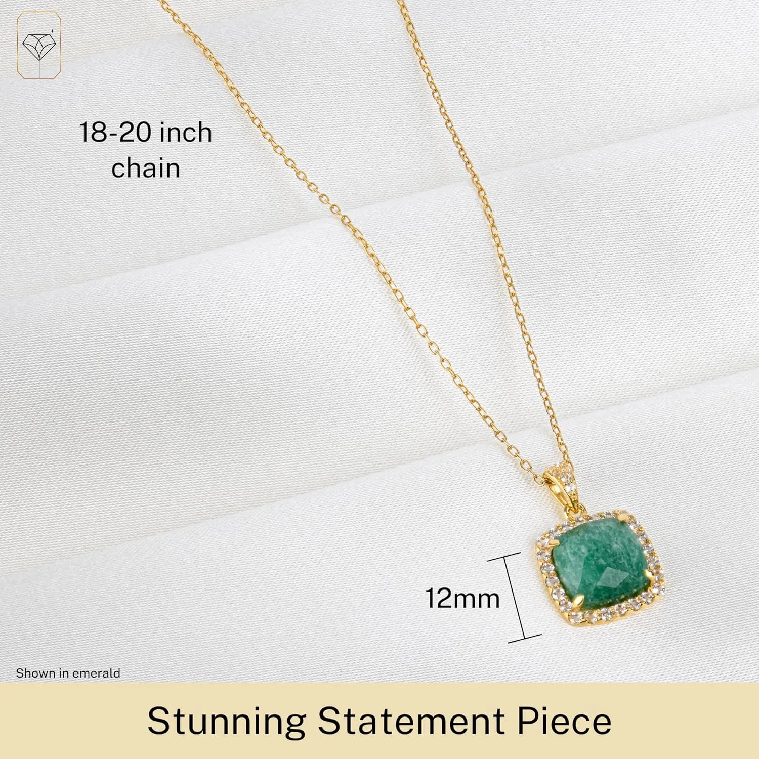 | Adjustable 18-20 Inch Chain | prehistory kinship alone eligible per stew Large Real Gold Pendant Necklace MAX   STONE 5 Ct. Gemstone Necklace for Women | 18k Gold Over Sterling Silver 10x10 MM Cushion Cut Birthstone Necklace with Halo 