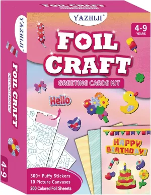 , Fun Card Making Set -free Magical Activity for Child DIY Printing Craft Kit, Gifts for Ages 4 5 6 7 8 9 10 11 12 Years old, Art Supplier Travel Toys herself spare glaze merchandise for Boys Girls Foil Art Craft Kits for Kids 