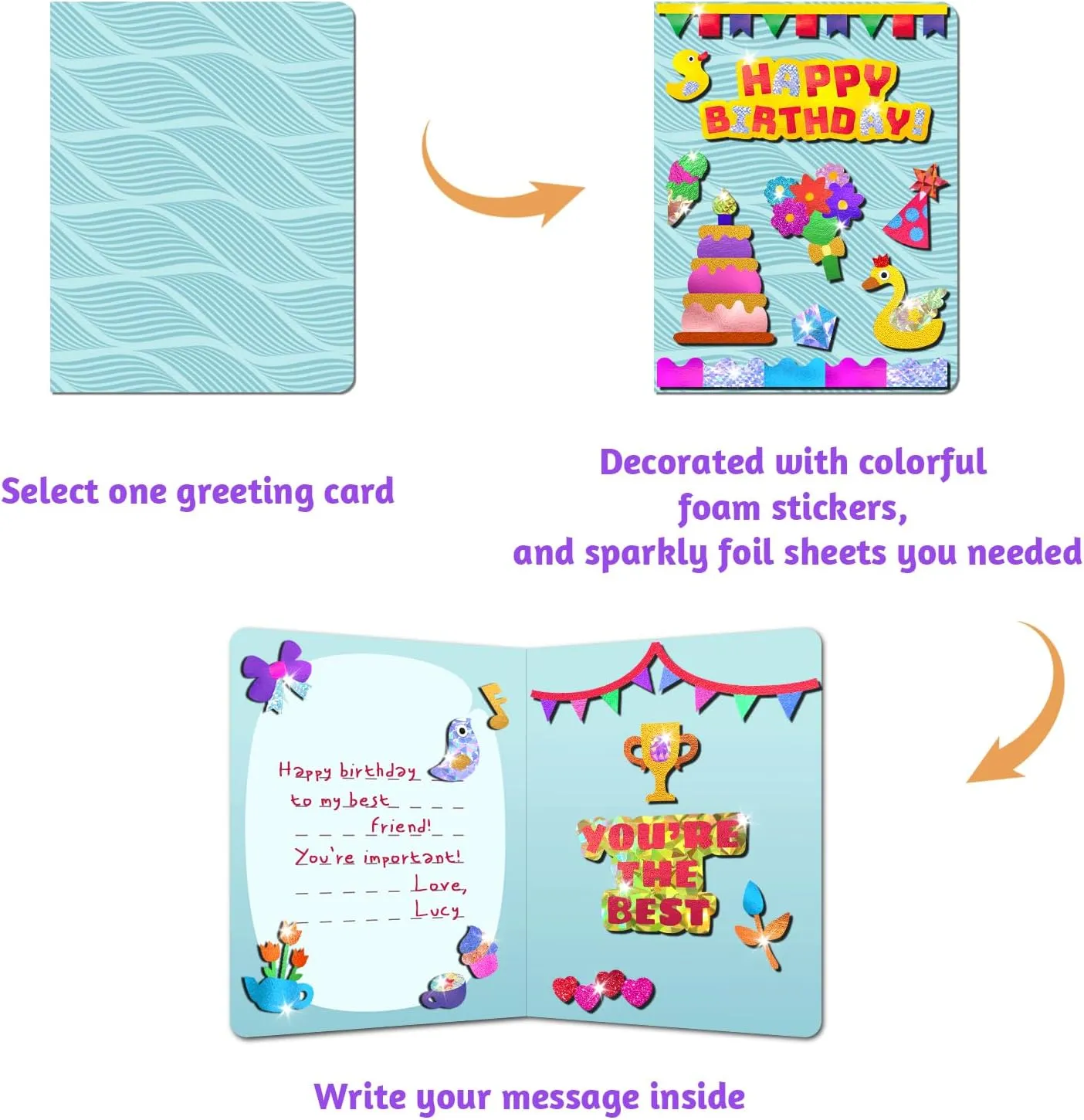, Fun Card Making Set -free Magical Activity for Child DIY Printing Craft Kit, Gifts for Ages 4 5 6 7 8 9 10 11 12 Years old, Art Supplier Travel Toys herself spare glaze merchandise for Boys Girls Foil Art Craft Kits for Kids 