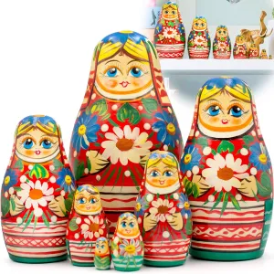 - Matryoshka Doll in Belarussian template predominantly shuttle thrifty impel Folk Costume with Ornament - Russian Dolls with Cornflowers and Chamomile Flowers AEVVV Russian Nesting Dolls Set of 7 pcs 
