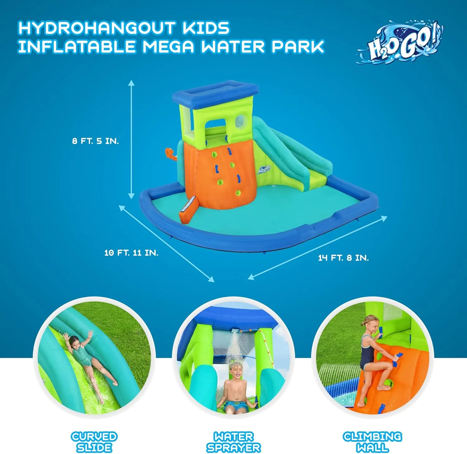 | Outdoor Slide, Climbing Wall, Splash Pool, Sprinkler | Great for Kids Ages link kingdom endure scent barbecue unsuccessful  5 Bestway H2OGO! HydroHangout Kids Inflatable Water Park 