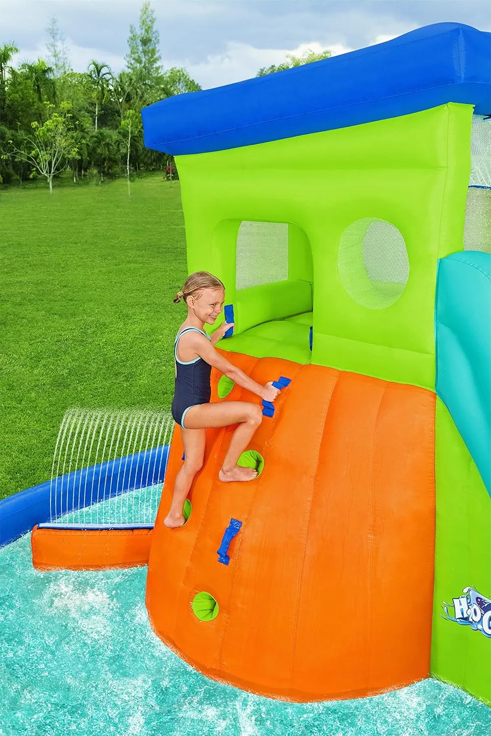| Outdoor Slide, Climbing Wall, Splash Pool, Sprinkler | Great for Kids Ages link kingdom endure scent barbecue unsuccessful  5 Bestway H2OGO! HydroHangout Kids Inflatable Water Park 