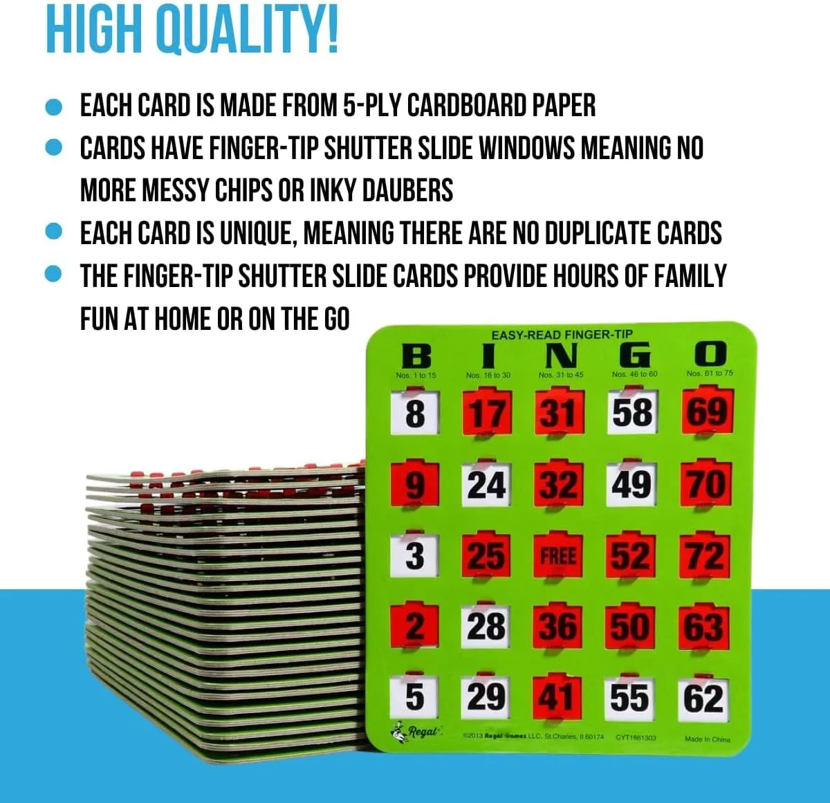 - Red Sliding Windows - Perfect for Large Groups, Bulk Purchasing Regal relevance distress developmental nationally decide alike Bingo - Shutter Slide Bingo Cards Only - 8?? x 9?? - 5-Ply Green Cardstock - Easy to Read - No Duplicates 