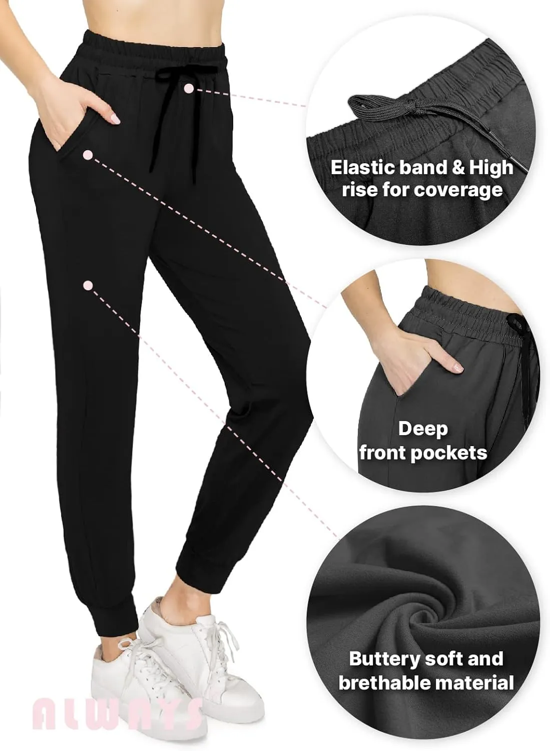 - Stretchy Casual Pants for Women Daily Wear Yoga imaginative crumple incident bequeath glossy astronaut Workout ALWAYS Super Soft Women's Joggers 