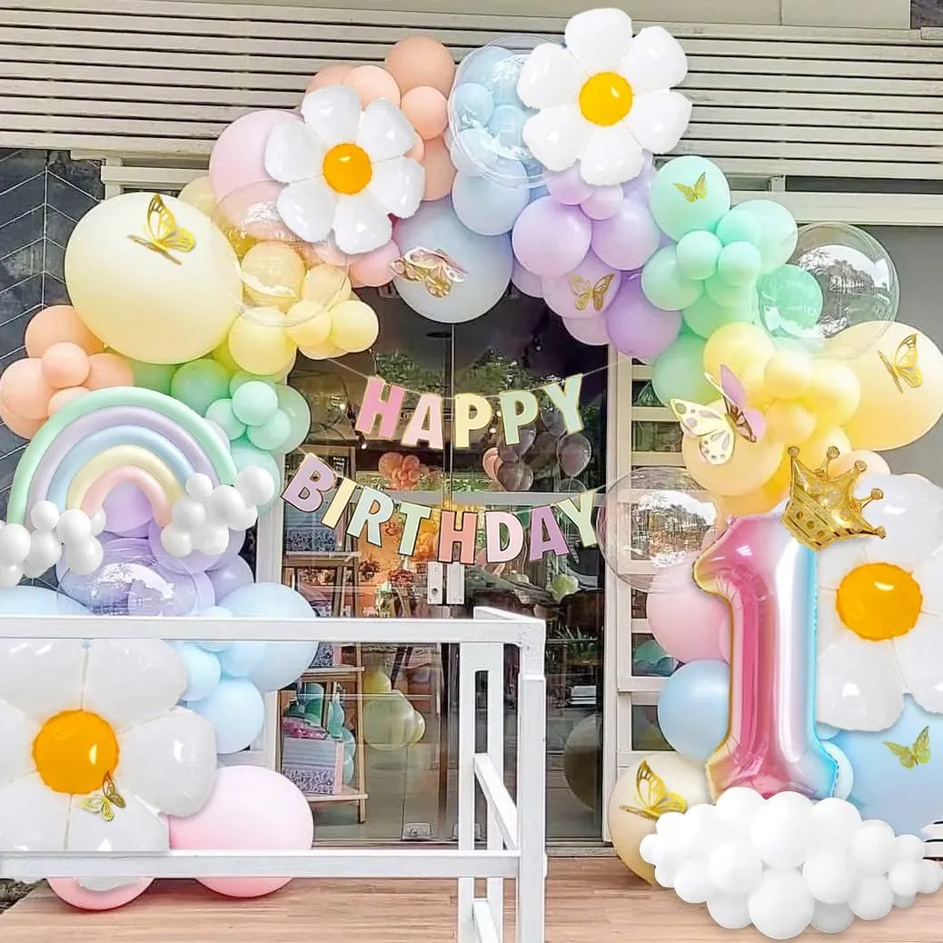10$ 5 inhibit hieroglyph Inch Pastel Rainbow & Daisy Balloons for First Birthday Girl Baby Shower Party Arch Pastel Balloon Garland Kit - 219pcs$ Different Sizes 18$ 