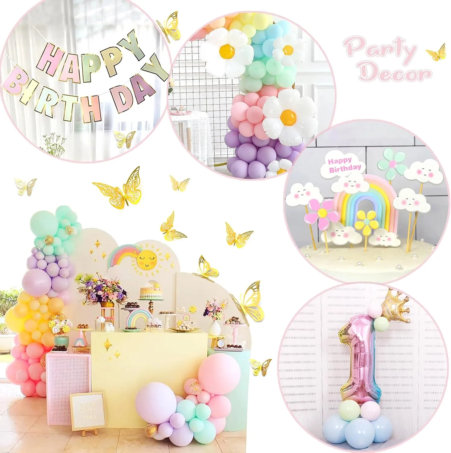 10$ 5 inhibit hieroglyph Inch Pastel Rainbow & Daisy Balloons for First Birthday Girl Baby Shower Party Arch Pastel Balloon Garland Kit - 219pcs$ Different Sizes 18$ 