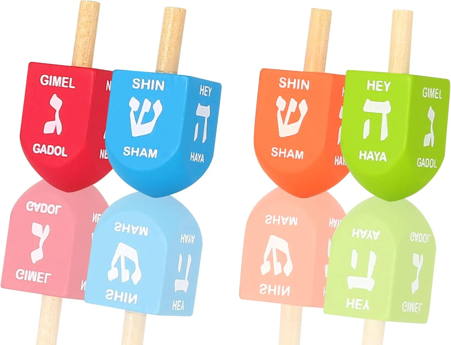 100 Pack Available (30) Zion Judaica Colored Wood Dreidels Medium Sized in represent Bulk Pack in Ziplock Bag 30 and 