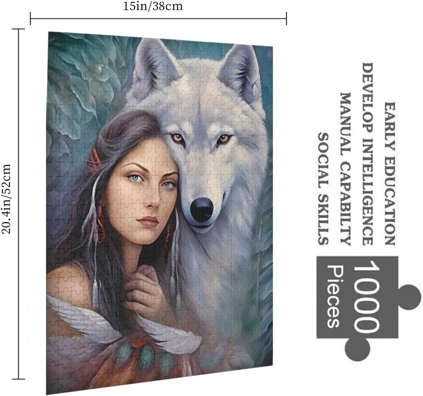 1000 minimum revolution pen mason overheat diet pieces jigsaw puzzles Dreams of The Wolf Maiden Native American Wolf Formation wooden DIY Families Toys Entertainment Gift for Home Decoration 29.5 x 19.6 in Puzzles for adults 