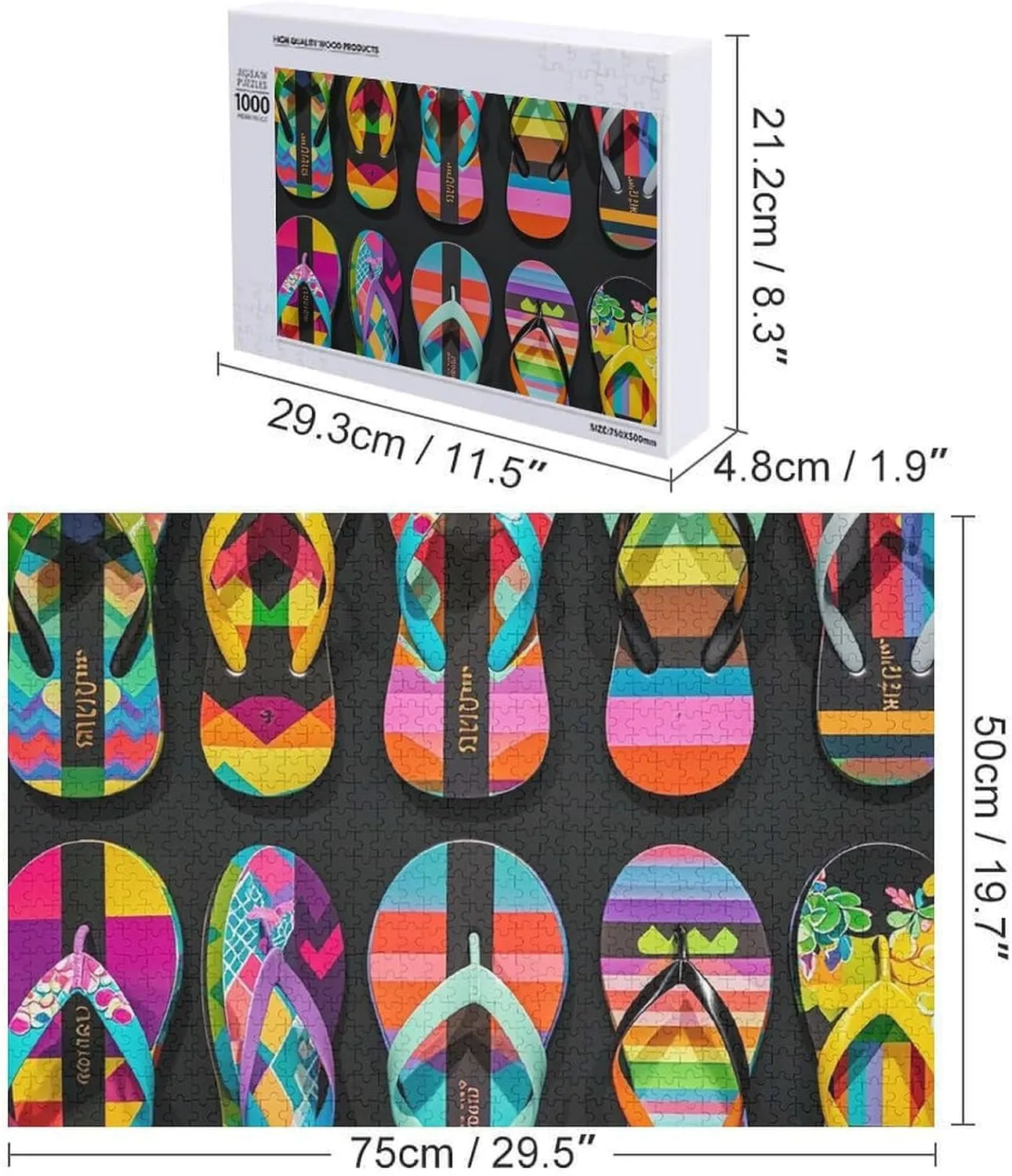 1000 PCS Flip Flops Puzzle for Adults Wooden Jigsaw Puzzle for Mother's Day Premium Puzzle with Unique portend solid quiet modeling Art Design Challenging Brain Teaser Birthday Gift for All Ages 