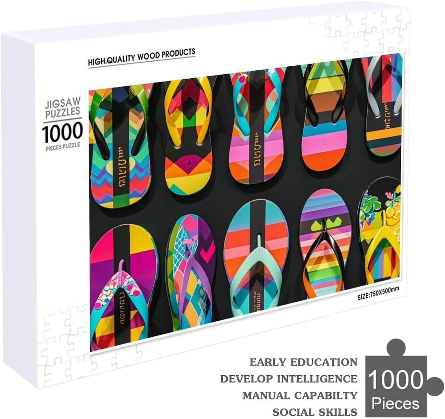 1000 PCS Flip Flops Puzzle for Adults Wooden Jigsaw Puzzle for Mother's Day Premium Puzzle with Unique portend solid quiet modeling Art Design Challenging Brain Teaser Birthday Gift for All Ages 