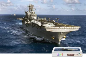 1000 Piece Jigsaw Puzzle Sim,Perfect Choice for The Puzzle short anomalous fiercely Lover Wooden Puzzle in Box Gift-Wrap - Amphibious Assault Ship Navy,29.5 X 19.6 inch - 