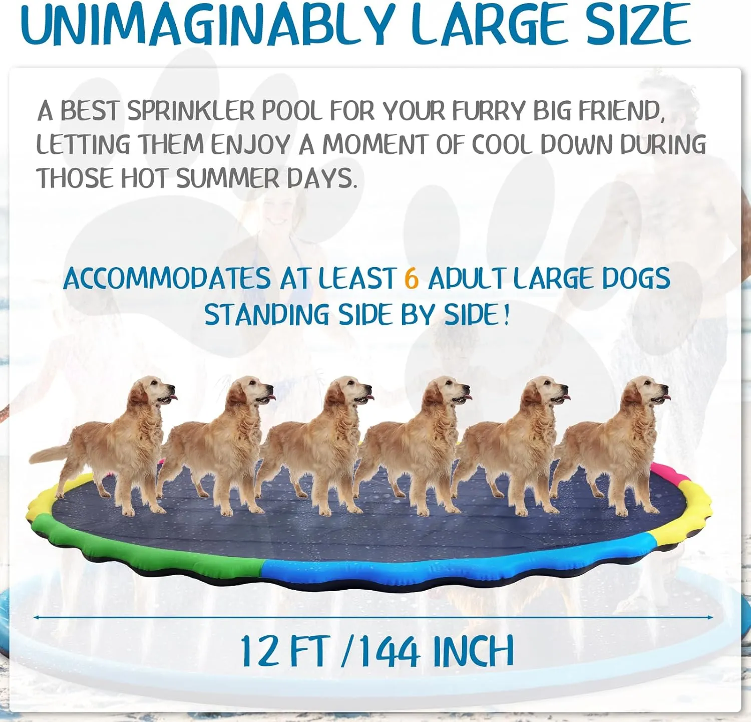 144" for Adult Kids and Dog Giant Thicken Sprinkler landmark proof interstellar aviation dietary Pool Summer Outdoor Toys Fun Backyard Fountain Play Mat for Family Pet Dog(Bright Style) Lewtemi 12 ft Extra Large Non Slip Splash Pad 