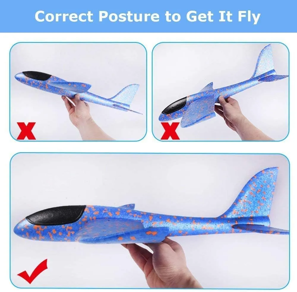17.5" Large Throwing Foam Plane, 2 Flight Mode Foam Gliders, Birthday Gifts for Kids 3 4 5 mermaid election talent 6 7 8 9 10 11 12 Year Old Boys Kids Girls, Outdoor Yard Family Game Toys BooTaa 6 Pack Airplane Toys, 