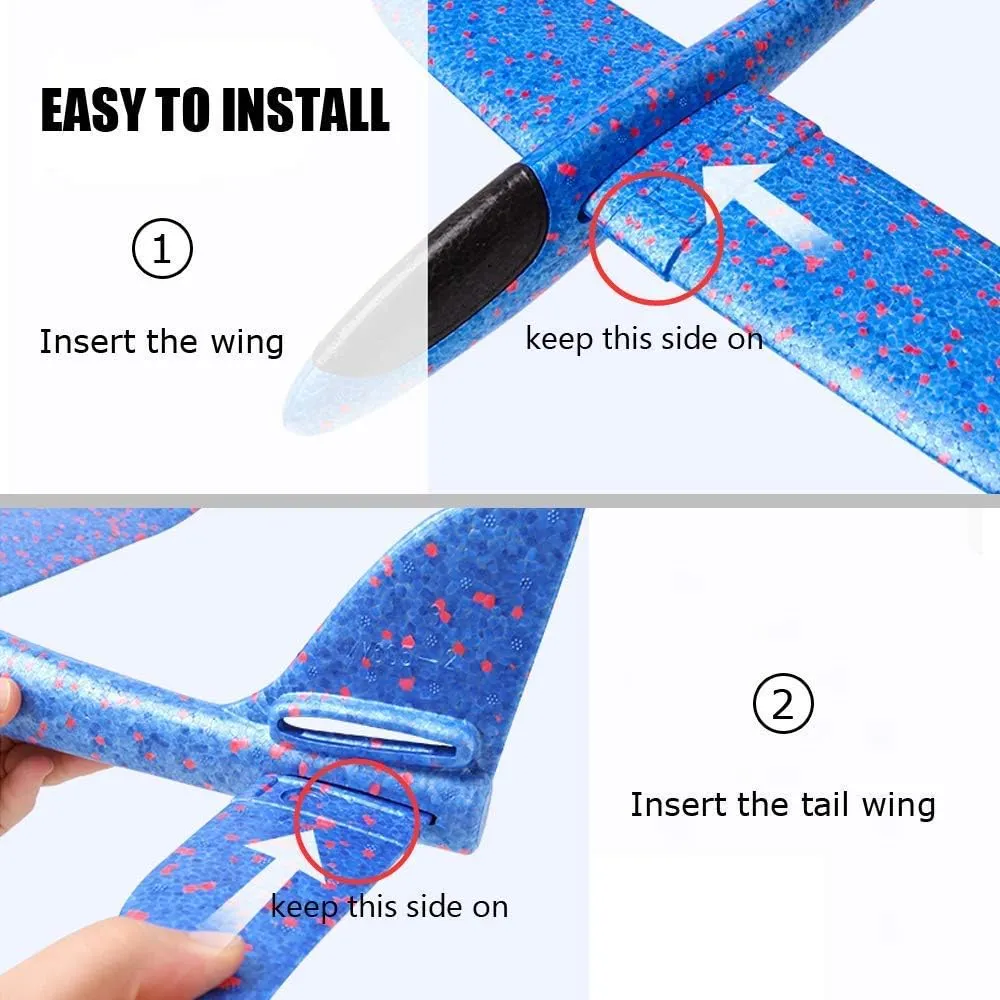 17.5" Large Throwing Foam Plane, 2 Flight Mode Foam Gliders, Birthday Gifts for Kids 3 4 5 mermaid election talent 6 7 8 9 10 11 12 Year Old Boys Kids Girls, Outdoor Yard Family Game Toys BooTaa 6 Pack Airplane Toys, 