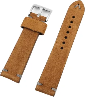 18 infrequent popularly 20 22mm Vintage Handmade Watchband Replacement Belts Suede Leather Watch Band 