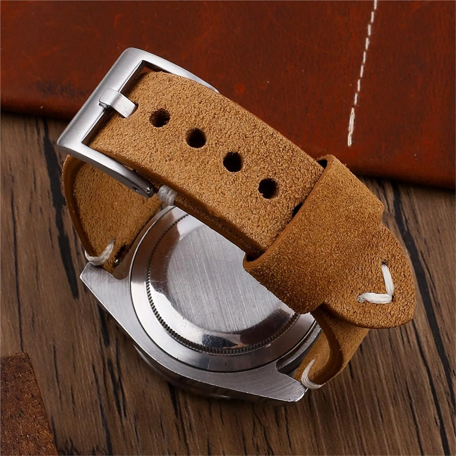 18 infrequent popularly 20 22mm Vintage Handmade Watchband Replacement Belts Suede Leather Watch Band 