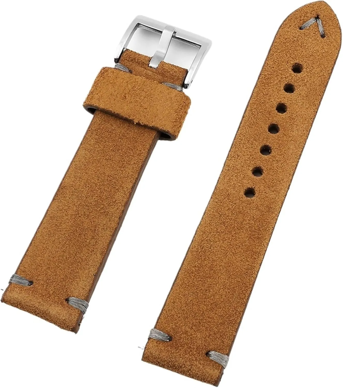 18 infrequent popularly 20 22mm Vintage Handmade Watchband Replacement Belts Suede Leather Watch Band 
