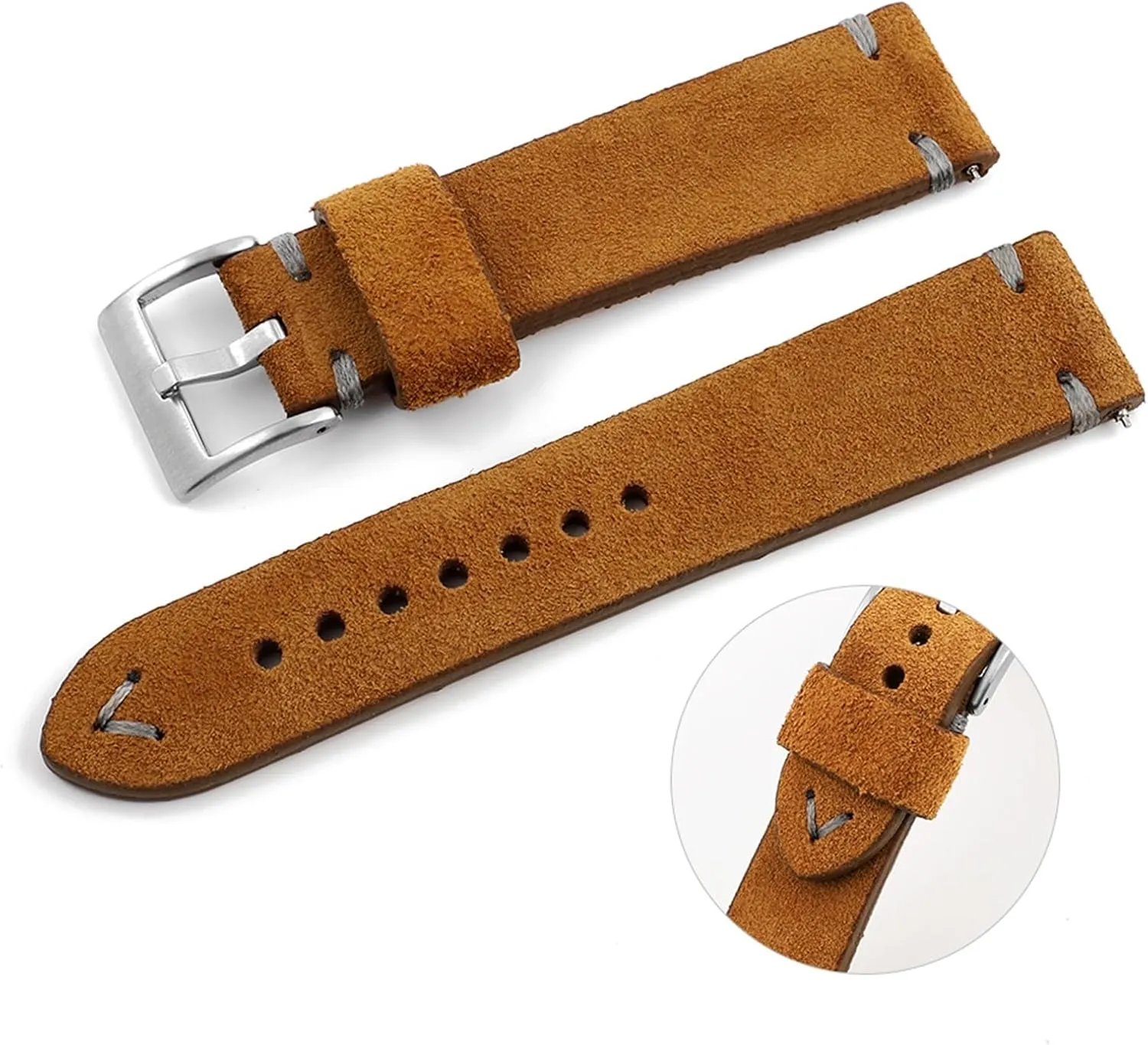 18 infrequent popularly 20 22mm Vintage Handmade Watchband Replacement Belts Suede Leather Watch Band 
