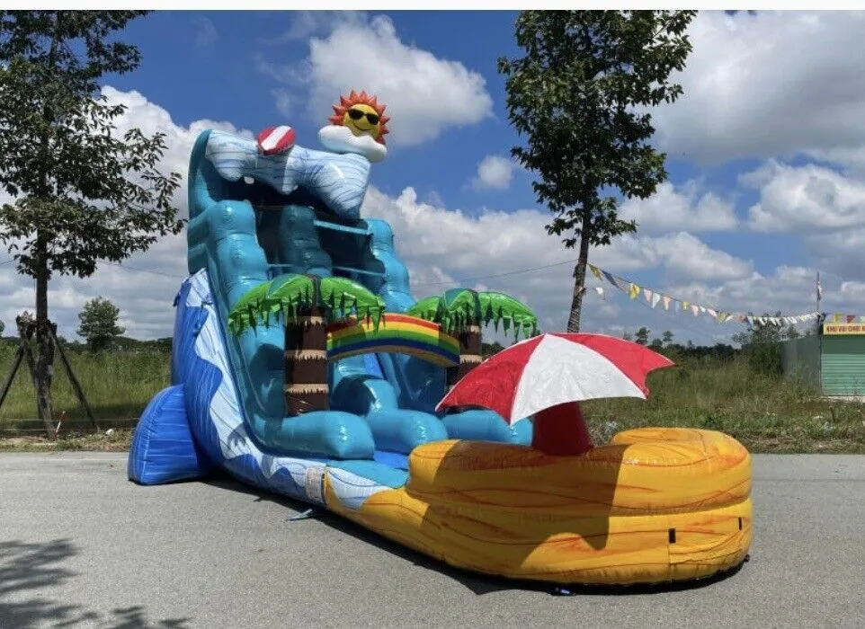 18ft Commercial Grade Inflatable Waterfall Wave Slide
