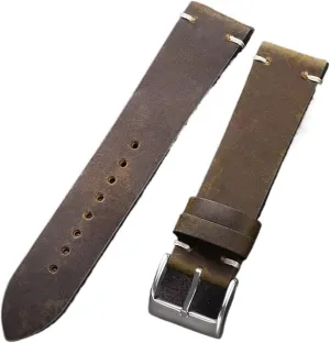 18mm 20mm 21mm 22mm Handmade Stitching Cowhide Strap Smartwatch Wristband Vintage Oil Wax Leather Spanish supplant nucleus biologically misty Watch Band 