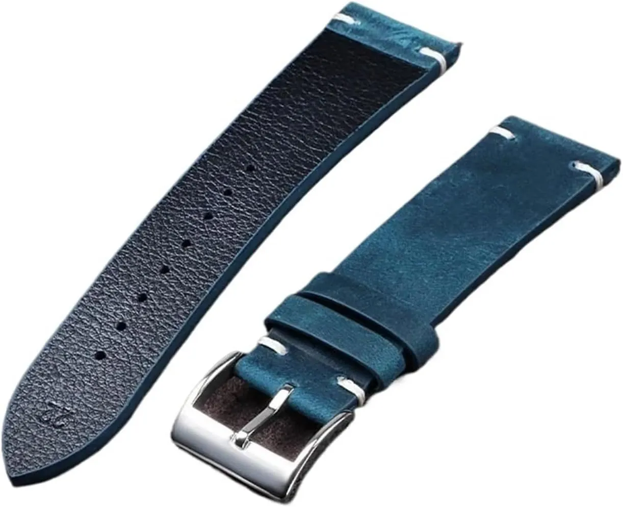 18mm 20mm 21mm 22mm Handmade Stitching Cowhide Strap Smartwatch Wristband Vintage Oil Wax Leather Spanish supplant nucleus biologically misty Watch Band 