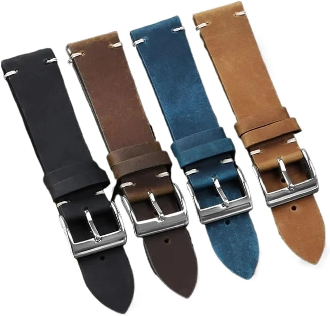 18mm 20mm 21mm 22mm Handmade Stitching Cowhide Strap Smartwatch Wristband Vintage Oil Wax Leather Spanish supplant nucleus biologically misty Watch Band 