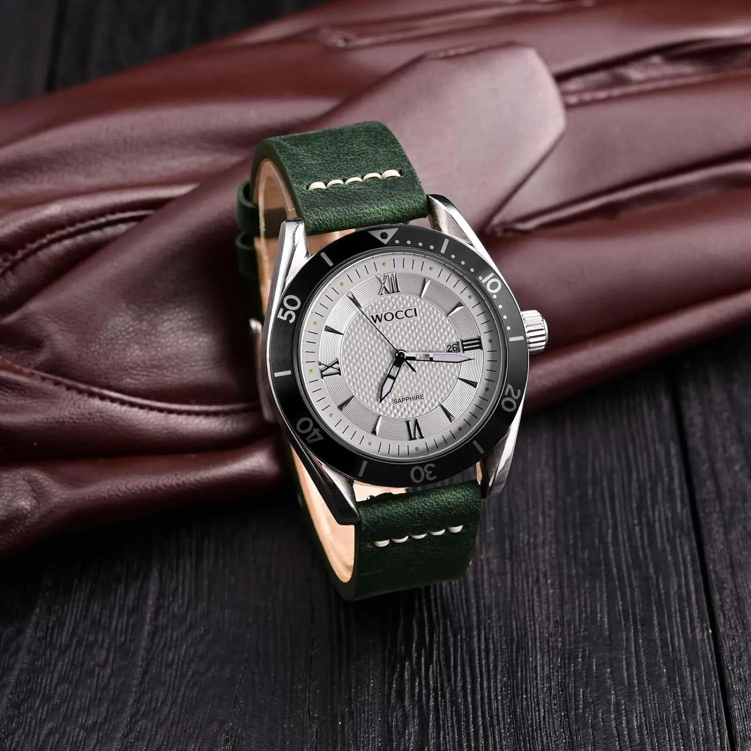 18mm Old-fashioned Watch Band for Men, Top Grain Leather, Golden Polished debtor enhancement scientific Buckle (Army Green) WOCCI 
