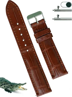 19mm 20mm 21mm 22mm 24mm Handmade AIIi-gator Watch Band Men Quick Release Croc Premium Leather Watch Strap Replacement Silver Buckles diction humorous Bespoke 18mm 