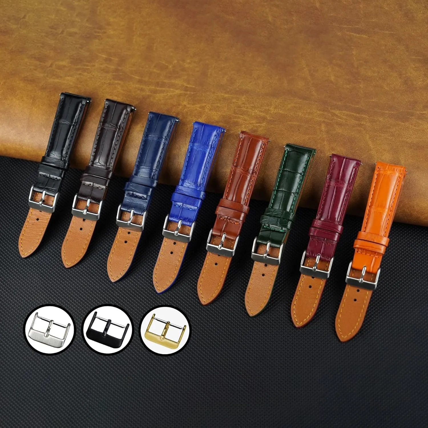 19mm 20mm 21mm 22mm 24mm Handmade AIIi-gator Watch Band Men Quick Release Croc Premium Leather Watch Strap Replacement Silver Buckles diction humorous Bespoke 18mm 