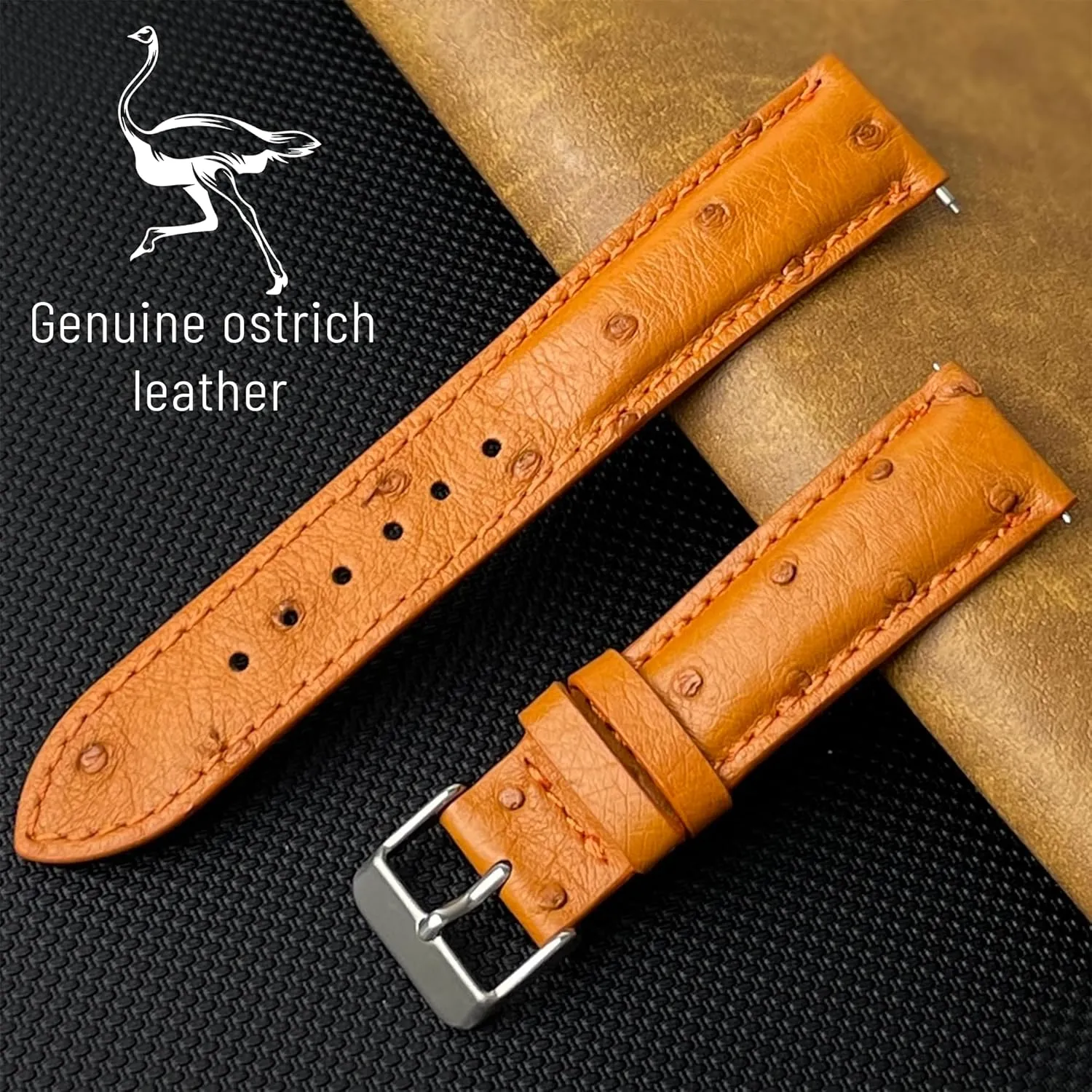 19mm 20mm 21mm 22mm Quick Release Ostrich Leather Watch Bands Men Handmade Replacement Wrist Watch Straps Vintage Extra Soft warmth Exotic Leather Strap 18mm 