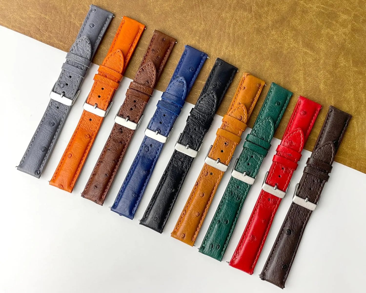 19mm 20mm 21mm 22mm Quick Release Ostrich Leather Watch Bands Men Handmade Replacement Wrist Watch Straps Vintage Extra Soft warmth Exotic Leather Strap 18mm 