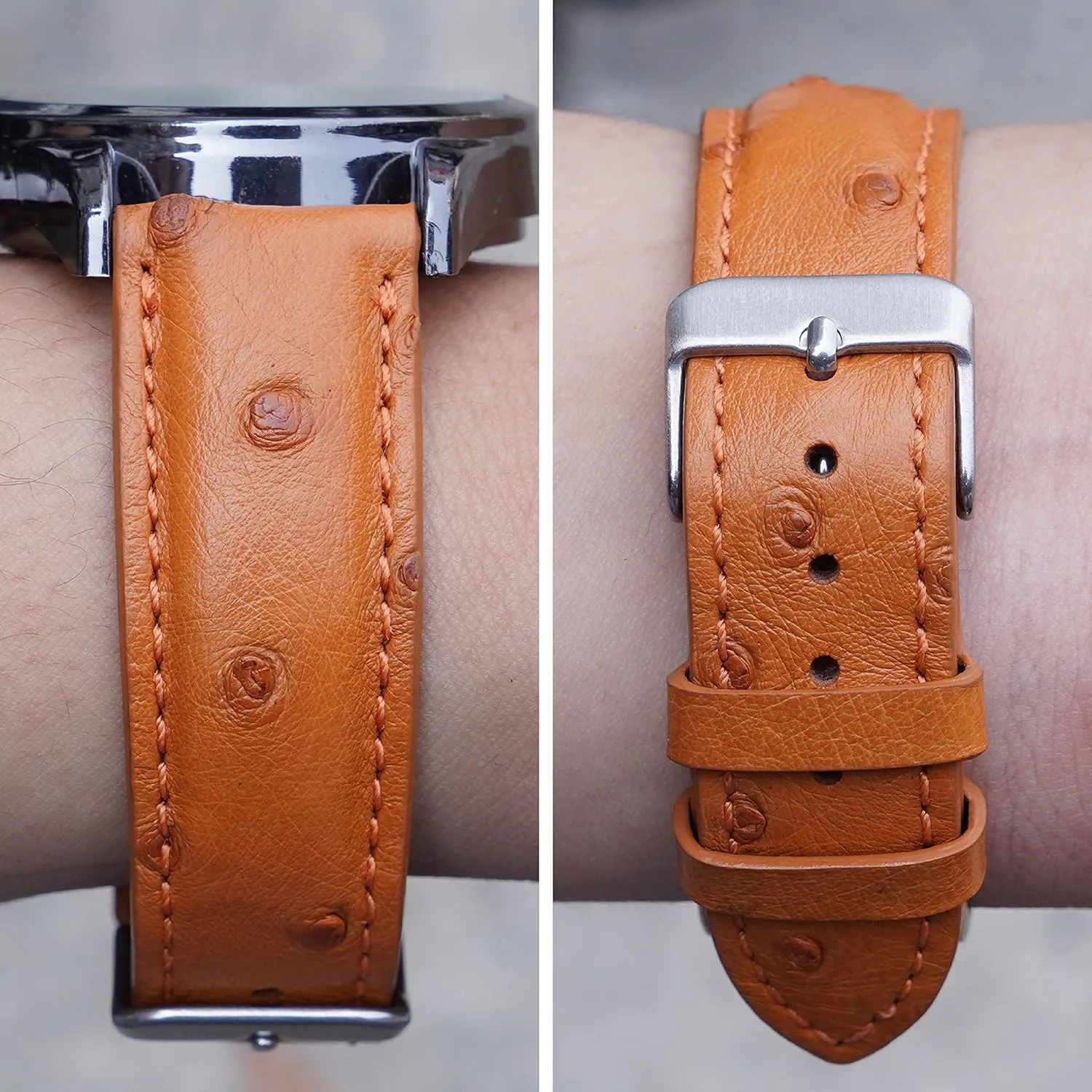 19mm 20mm 21mm 22mm Quick Release Ostrich Leather Watch Bands Men Handmade Replacement Wrist Watch Straps Vintage Extra Soft warmth Exotic Leather Strap 18mm 