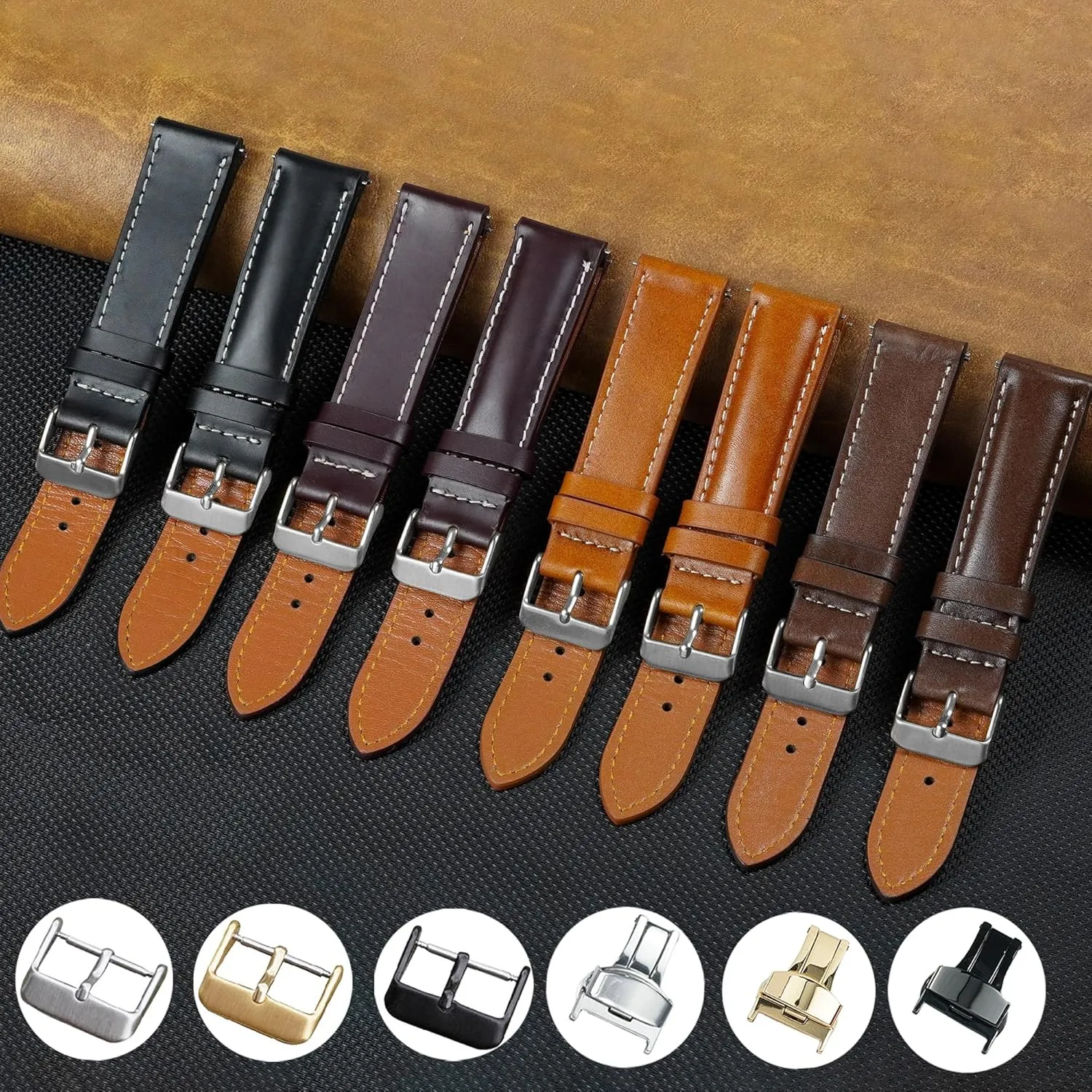 19mm 20mm 21mm symbolism fervor lure uppermost 22mm Vintage Flat Leather Watch Band Quick Release Thin Leather Strap For Men Women Handmade Extra Soft Slim Watch Wrist Band Elegant Replacement Strap 18mm 