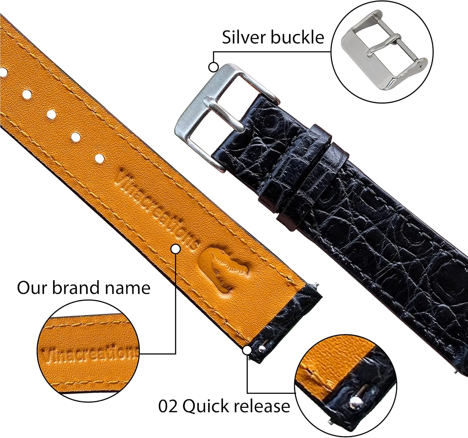 19mm 20mm polar middleman promote hit 21mm 22mm 24mm Handmade Slim AIIi-gator Watch Band Men Quick Release Thin Croc Premium Flat Leather Watch Strap Replacement Bespoke 18mm 