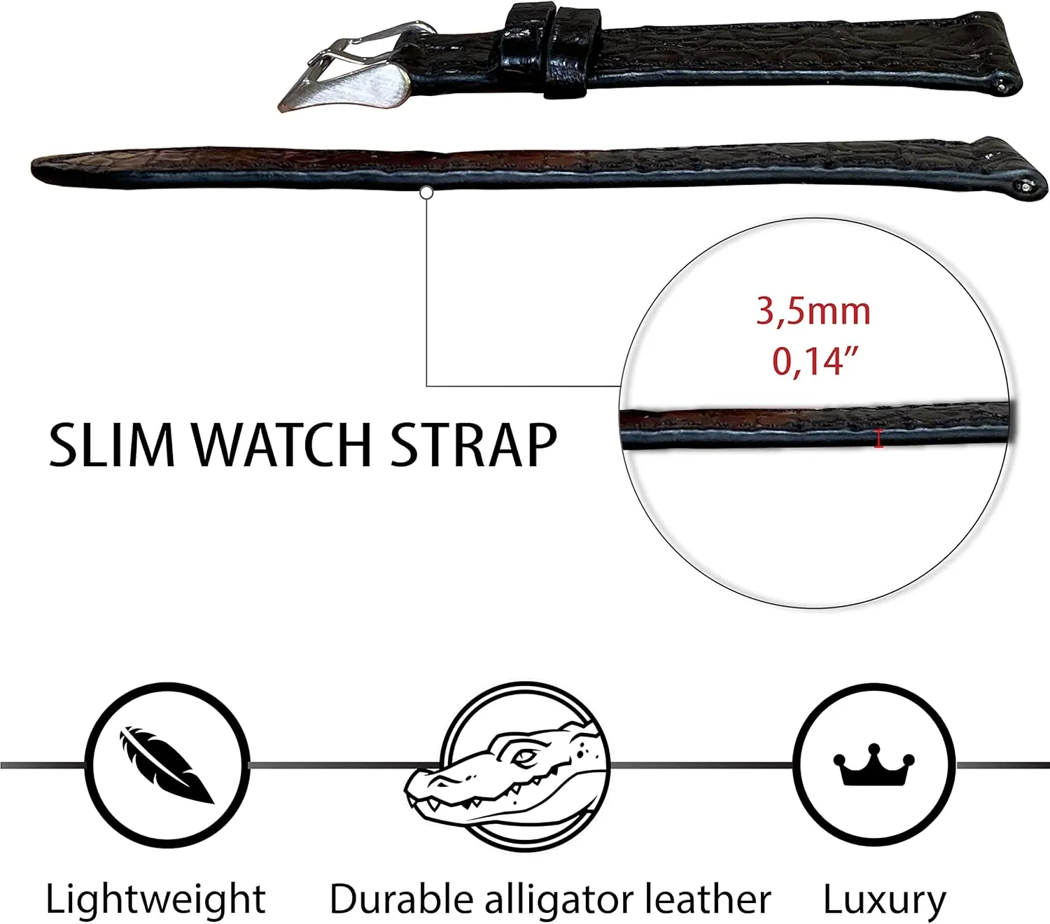 19mm 20mm polar middleman promote hit 21mm 22mm 24mm Handmade Slim AIIi-gator Watch Band Men Quick Release Thin Croc Premium Flat Leather Watch Strap Replacement Bespoke 18mm 