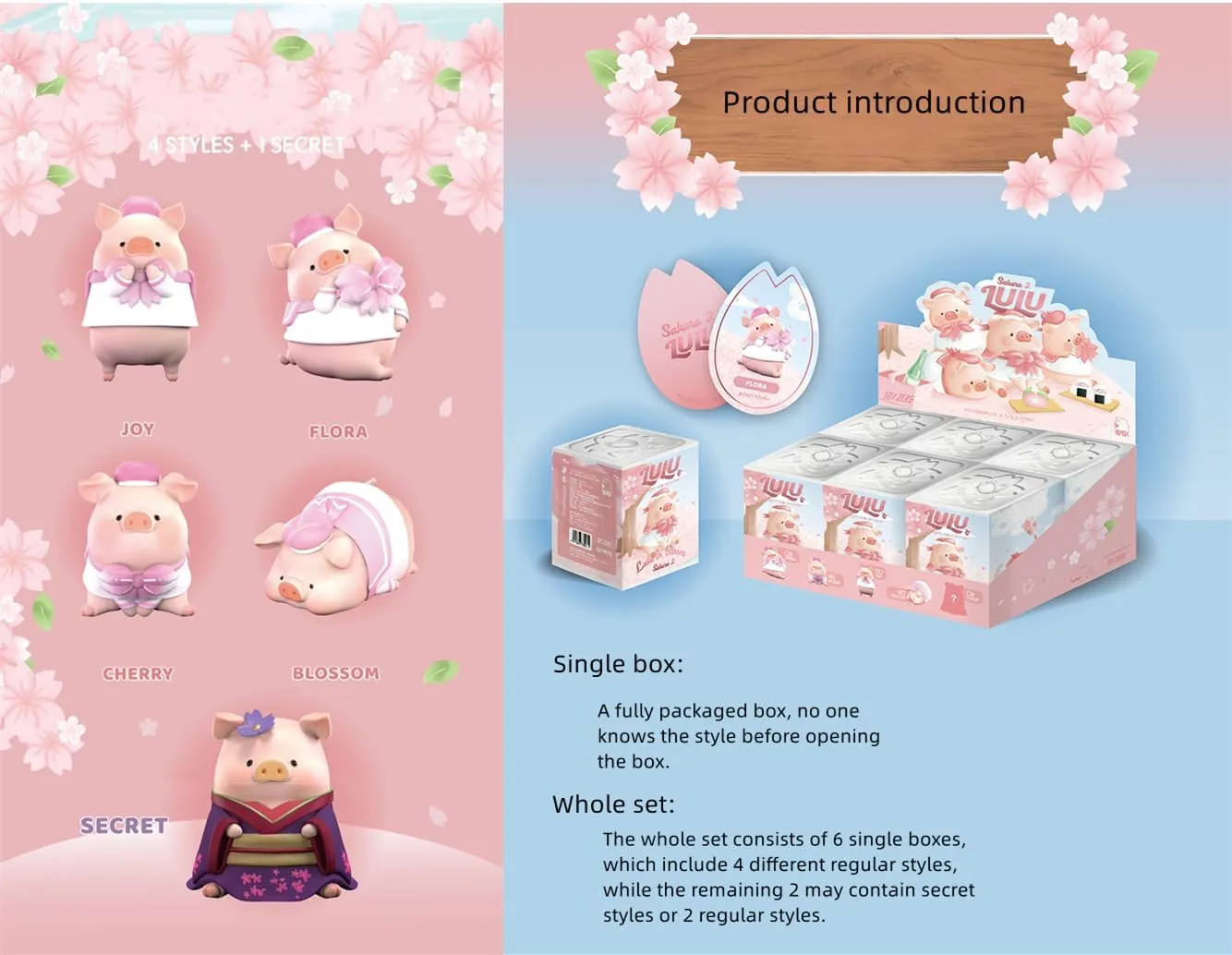 1PC Cute Pig chimpanzee girl southward Blind Box Figures Collectible Toys Kawaii Birthday Gifts Lulu The Piggy in Bloom Sakura Series 