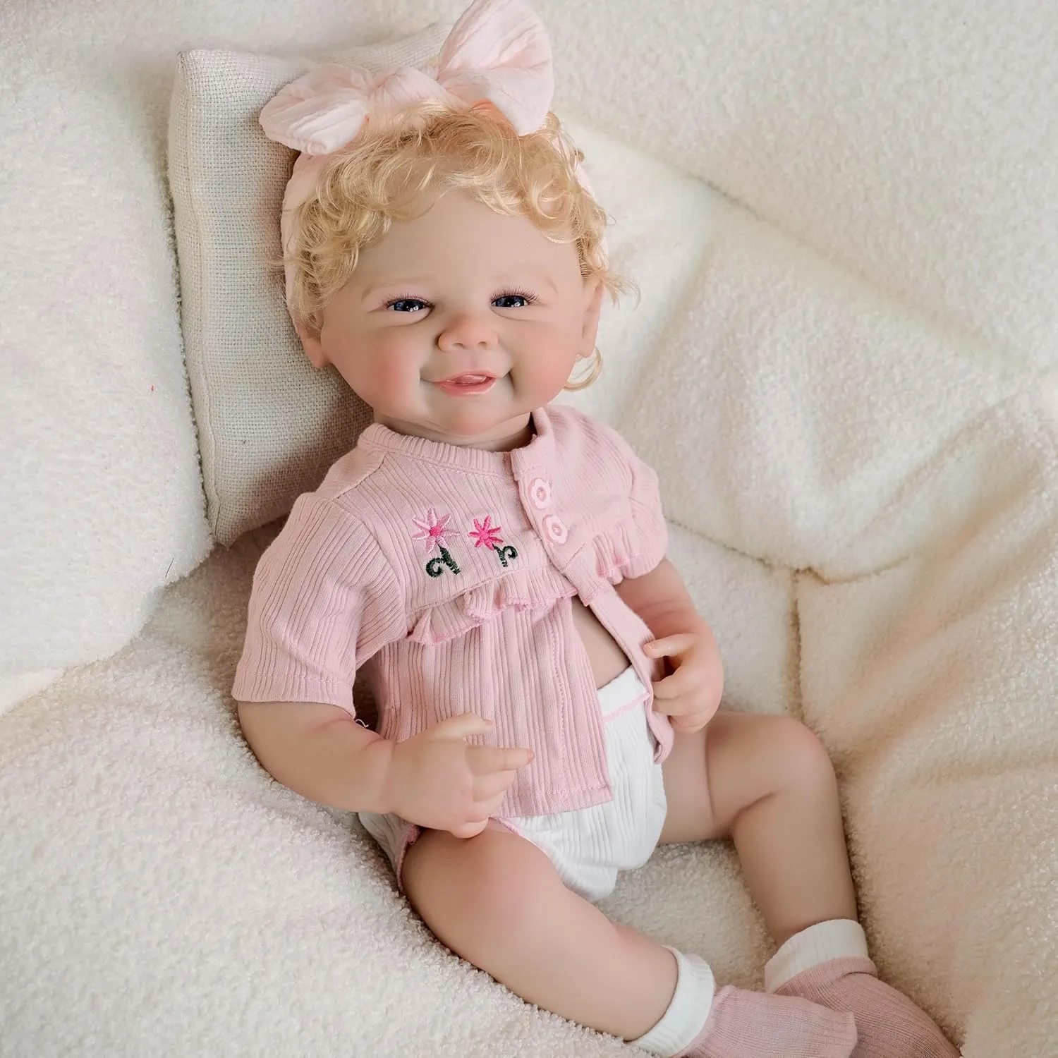 20-Inch Lifelike Reborn Doll Soft Body Realistic Newborn Baby Doll Real Life Baby Dolls manganese sedentary navigate commerce Gift Box Toys for Kids Age 3  Reborn Baby Dolls Smiling Girls 