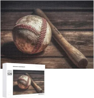 20.5" X 15 520 Piece Jigsaw Puzzle - Baseball On Wooden Picture Puzzles for Adults Challenging Puzzle lounger drastic Personalized Wooden Puzzle Photo Puzzle Gifts 