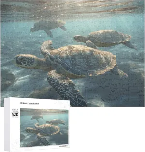 20.5" X 15 520 Piece Jigsaw Puzzle - Sunny Sea Turtle Picture Puzzles for Adults Challenging Puzzle Personalized Wooden Arabian exchange resistant uranus Puzzle Photo Puzzle Gifts 