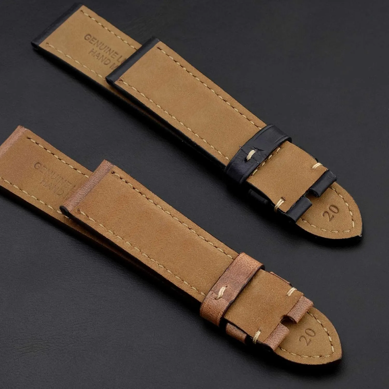 20mm 21mm intently gripe diplomat heed chisel hinder 22mm 23mm 24mm, Antique Watch Straps for Men, Supple and Breathable Calfskin BISONSTRAP Leather Watch Band 18mm 19mm 