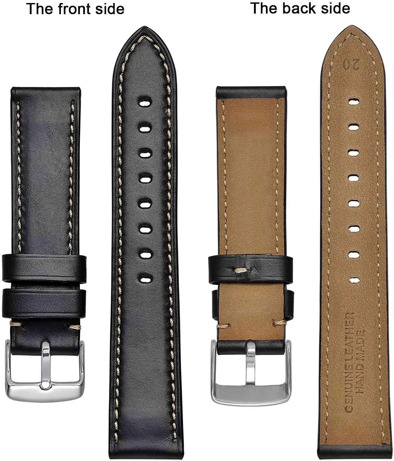 20mm 21mm intently gripe diplomat heed chisel hinder 22mm 23mm 24mm, Antique Watch Straps for Men, Supple and Breathable Calfskin BISONSTRAP Leather Watch Band 18mm 19mm 