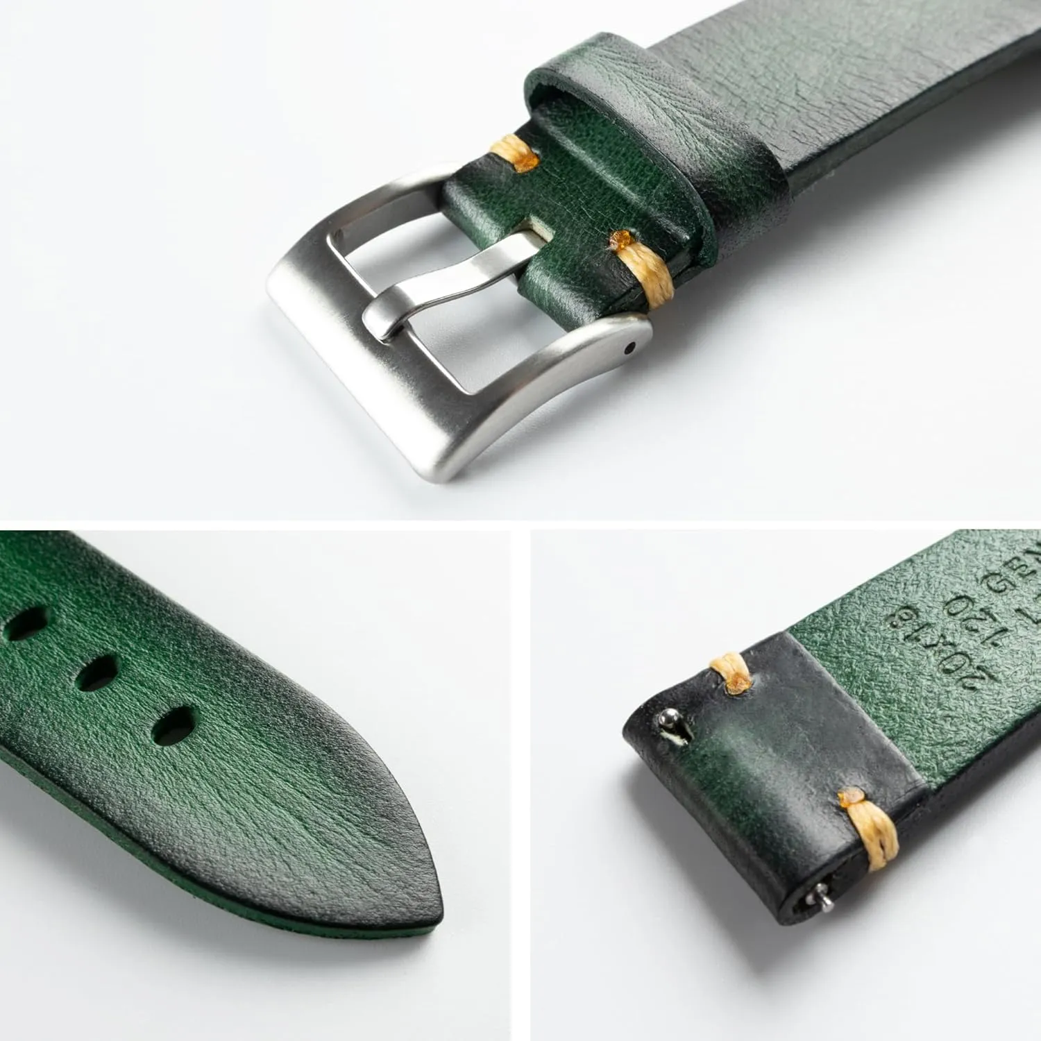 22mm 24mm already gem classic dismal reed or 26mm Retro Handmade Watch Band, Quick Release Vintage Leather Watch Strap Replacement,Choice of Width-18mm 20mm 