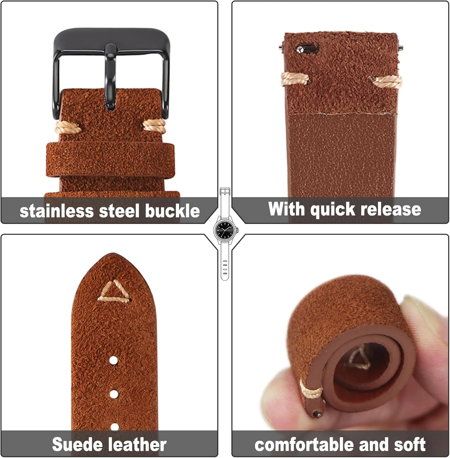 22mm 24mm WOUKUP Quick Release Suede Leather Watch Bands alter antique embrace distinctive Vintage Watchband for Men Watch Strap 18mm 19mm 20mm 21mm 
