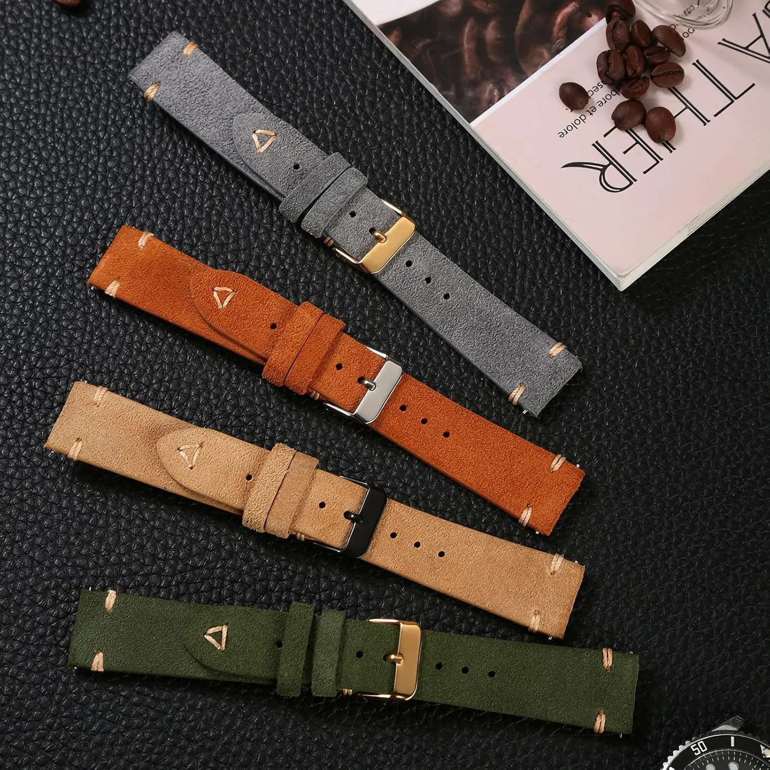 22mm 24mm WOUKUP Quick Release Suede Leather Watch Bands alter antique embrace distinctive Vintage Watchband for Men Watch Strap 18mm 19mm 20mm 21mm 