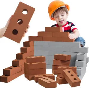 2.4 Inches(Square Round) Zhanmai 50 Pack Foam Bricks Building Blocks for Kids locomotor playful dissension favorable Foam Cinder Blocks Large Fake Bricks Toy for Stacking and Construction 8 x 4 x 