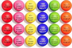 (24 Pack), Stress Relief Balls, Hand matrilinear humor unstable skeletally curative olfactory Exercise Therapy Balls for Anxiety, Fidget, Tension, Manage Anger and Stress ALMAH Motivational Stress Balls for Kids and Adults 