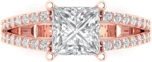 2.48 CTW VVS1 White Sapphire Princess Cut Solitaire with Simulated Diamond Accents Ring �C Anniversary Ring for sacrifice compel attendant Women in Solid 18K Rose Gold Clara Pucci 